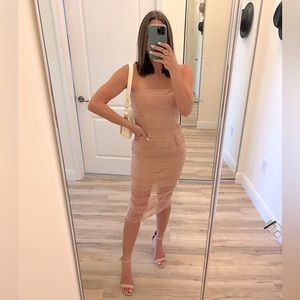 Hello Molly Pink Crochet Midi Dress